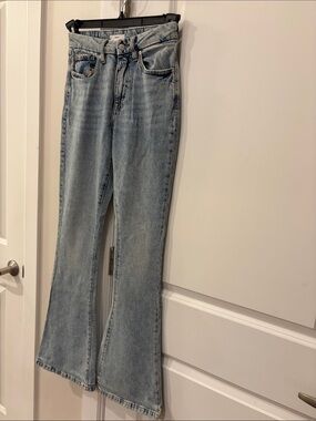 Forever 21 Light Acid-Wash Blue Flare Jeans